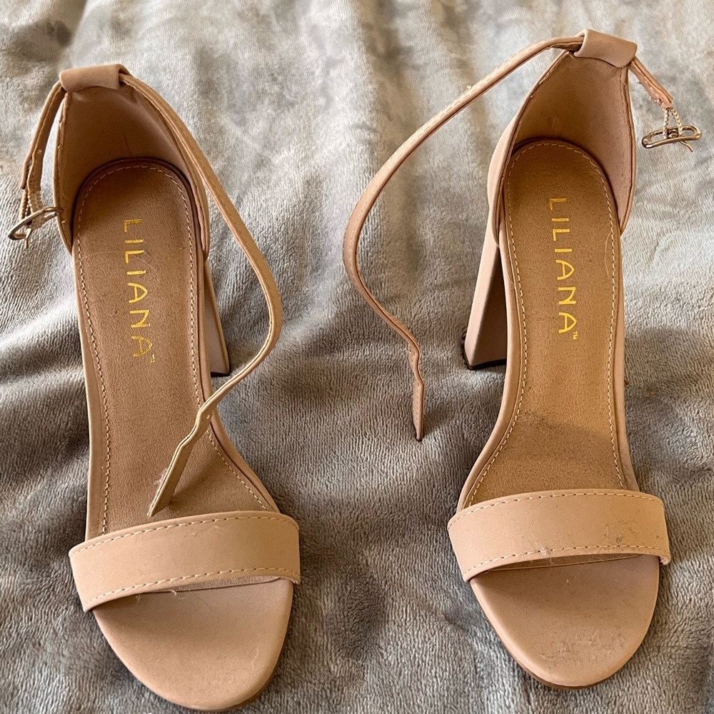 Nude strappy heels